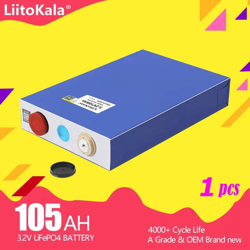 

1PCS LiitoKala 3.2V 105Ah LiFePO4 battery Lithium iron phospha DIY 12V 24V Motorcycle Electric Car Solar Inverter Boat Batteries