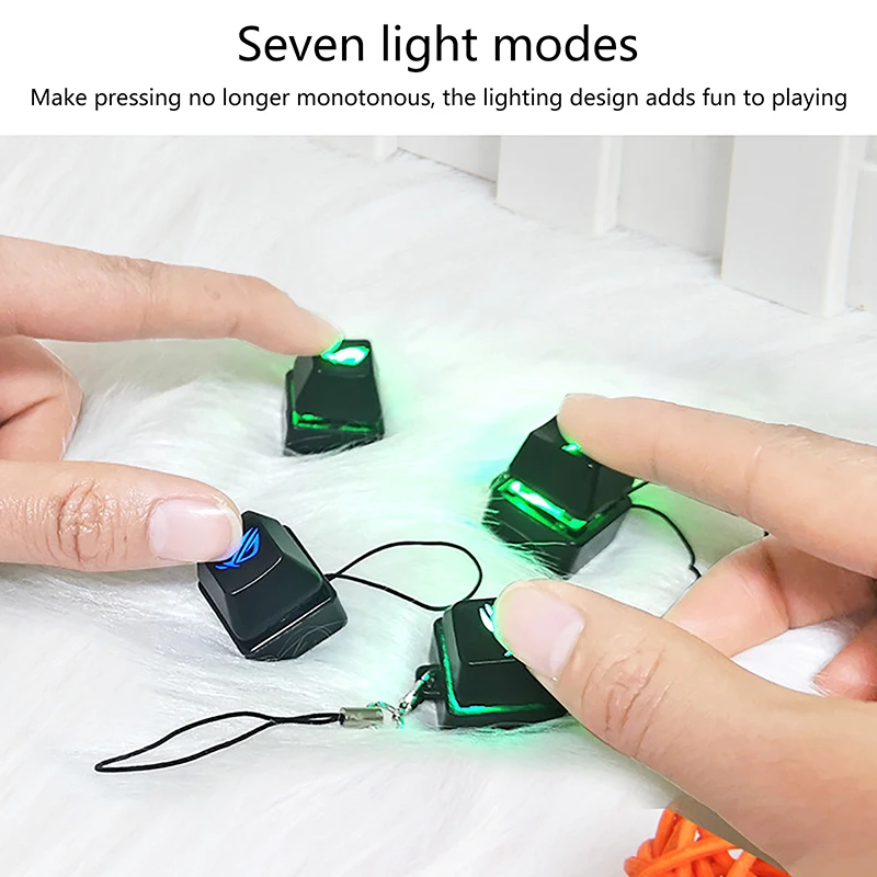 Merit +1 Muyu Pendentif porte-clés de décompression avec lampe LED, bouton de clavier mécanique et capuchon de touche, jouet anti-stress
