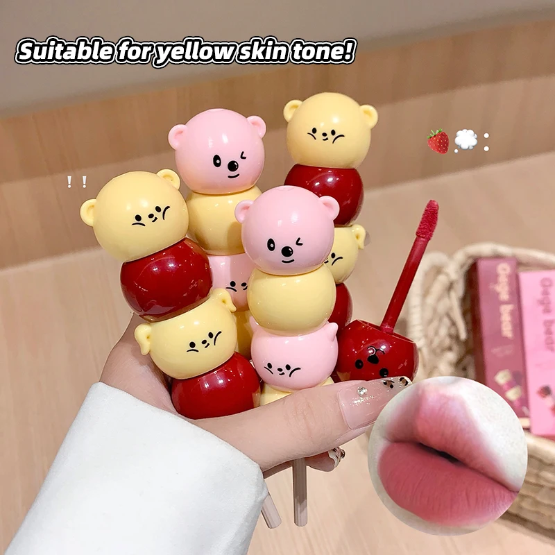 Gege bear Un bastoncino di lucidalabbra a forma di biancospino candito, crema opaca, fango per labbra - foto portatile