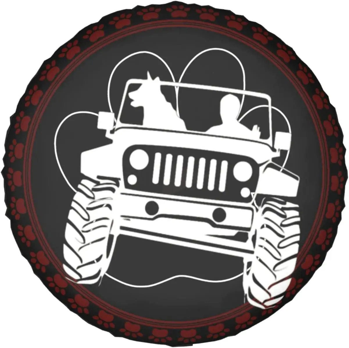 

Cute Cool Driving with Dog Paw Print Car Spare Tire Cover Wheel Protectors Weatherproof Wheel Covers Universal Fit for Trailer R