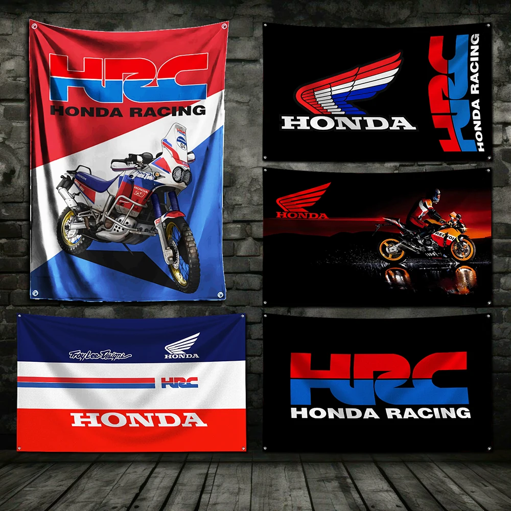 3x5 Ft H-hondas HRC Motorcycle Flag Polyester Digital Printing Banner For Garage or Out door Decoration