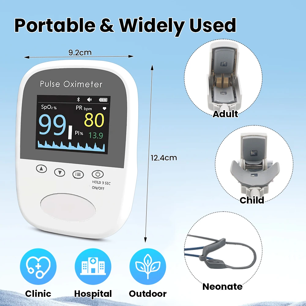 Bluetooth APP Pulse Oximeter For Adult Child Neonatal SPO2 Pulse Blood Oxygen Status Monitor Home Use