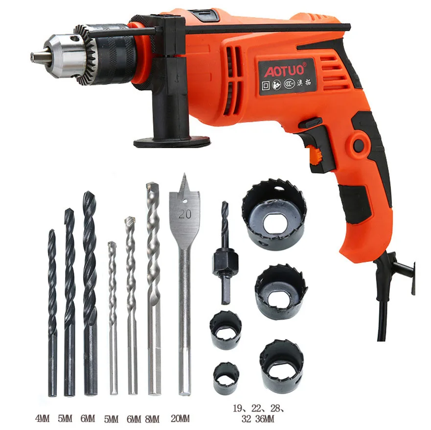 1380W High Power Industrial Professional Pistol Type Percussion Drill Set Multifunctional Hand Drills Kits With Impact