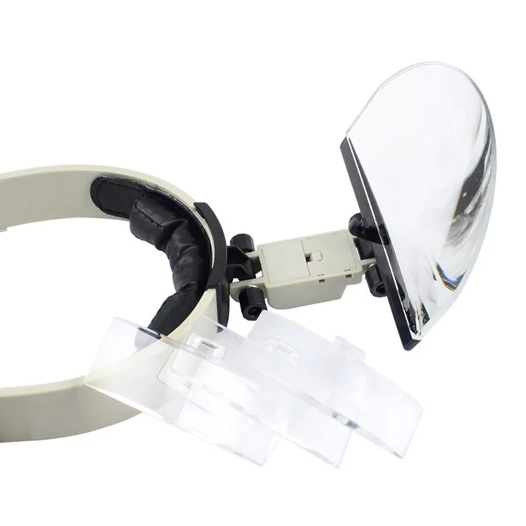 Headband Magnifier Eye Glasses Magnifying With Led Lights Loupe Four Sets Of Multiple Lens Head Mounted