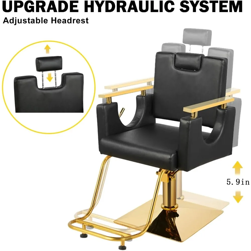 كرسي صالون، كراسي حلاقة مع مضخة هيدروليكية قابلة للتعديل لمصفف الشعر 360 °   معدات التجميل سبا دوارة الارتفاع قابل للتعديل