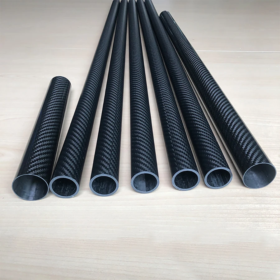 2pcs Carbon Fiber Tube 3KOD 7mm -40mm Length 500mm Carbon Fiber Pipe Thickened Carbon Tube Thickness 1.5mm 2mm Twill Matte