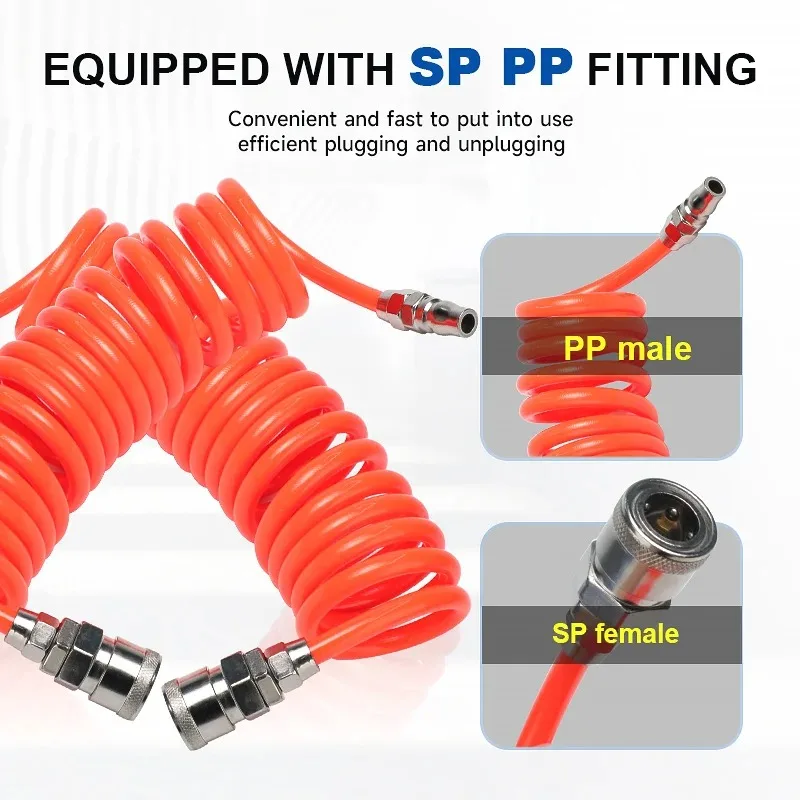 GEYA Pneumatic Linear Spiral Pipe Air Compressor Pump Hose With Quick Coupling PE Tube Flexible Hose 9M 5x8mm for Tools