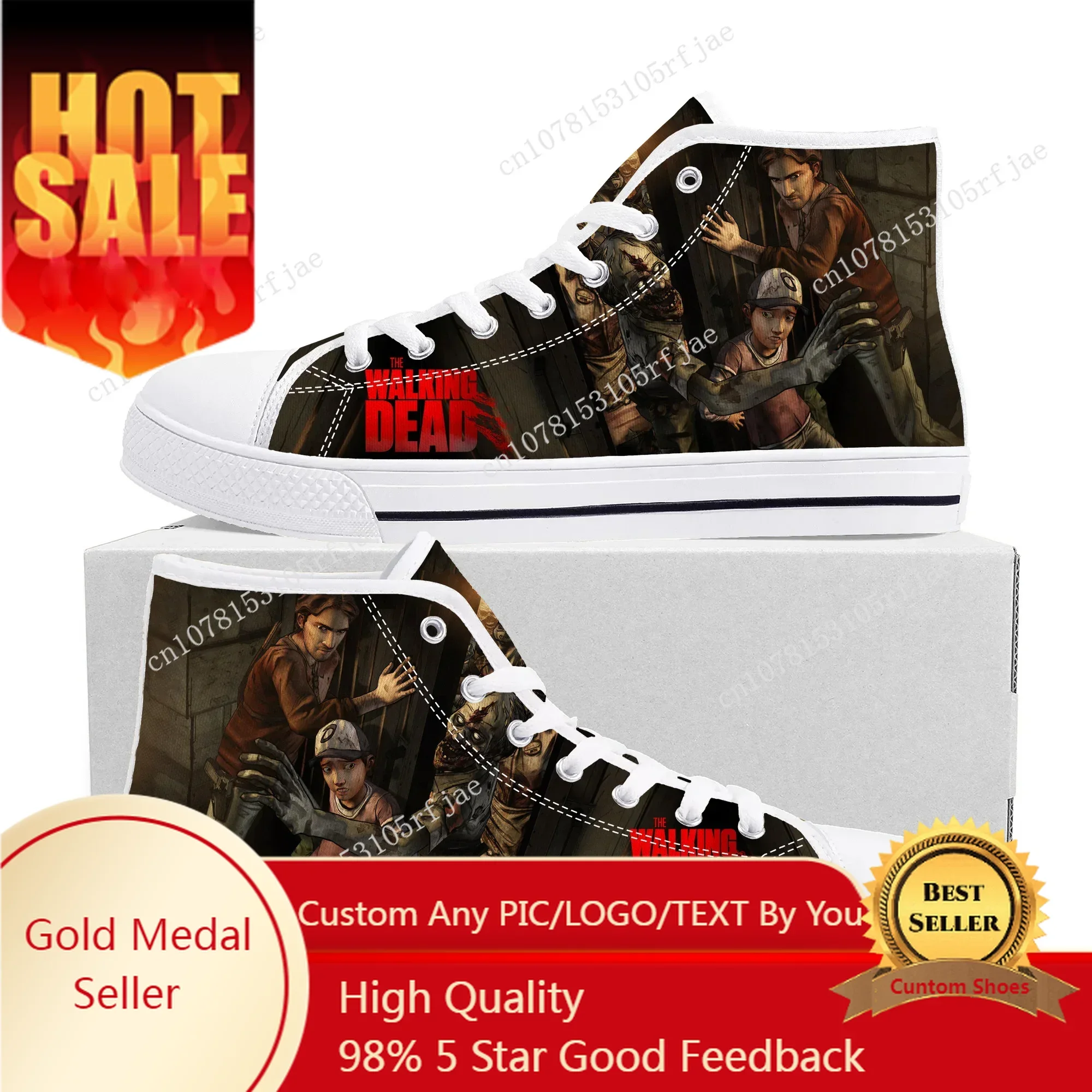 

The Walking Dead High Top Sneakers Cartoon Game Men Women Teenager High Quality Canvas Shoes Casual Fashion Tailor Made Sneaker