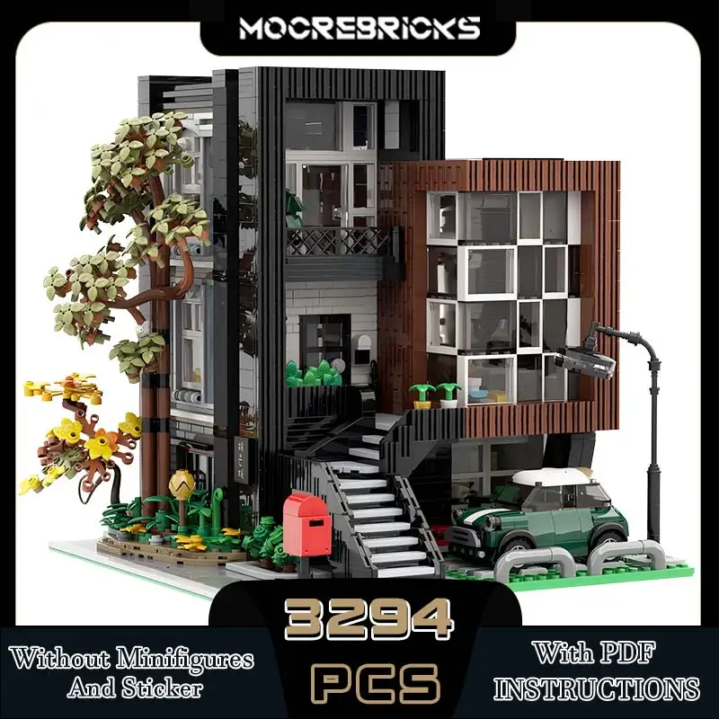 Modern Luxury House HEA-ON-JEA Villa Modular Architecture Creative City Street View MOC Building Blocks Toys Kid's Bricks Gifts