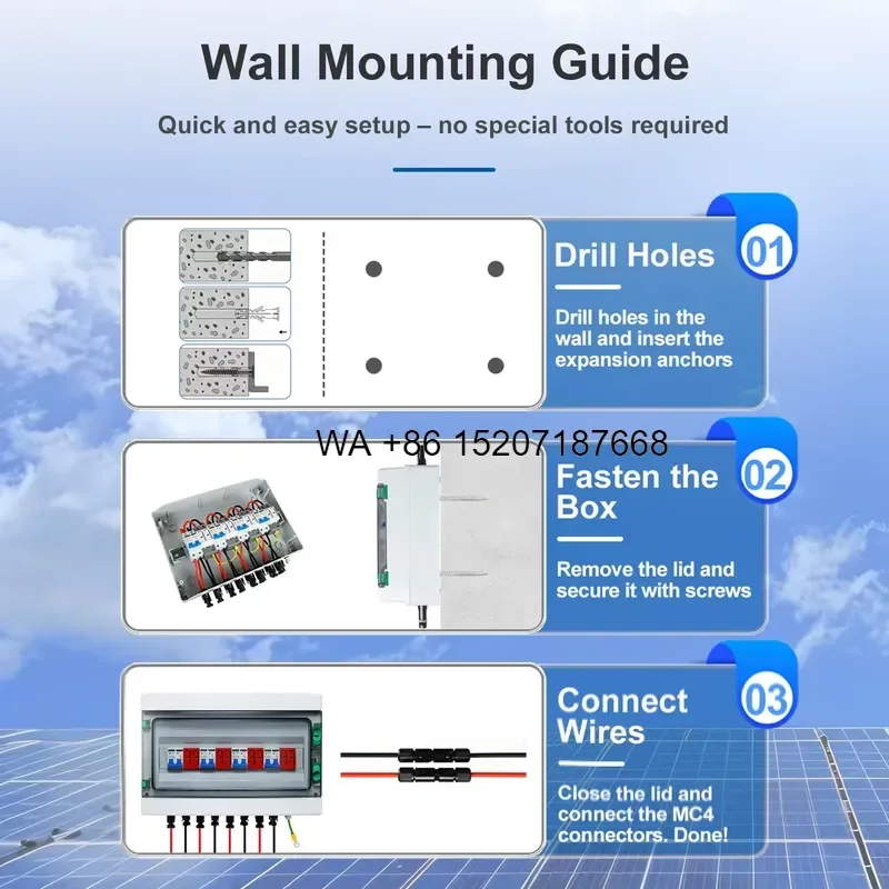 Wmwmnu for HA-18Way 4 in 4 Out Wall Mounted Solar Combiner Box IP65 Waterproof DC500V 600V 1000V 40kA Surge Protection for PV