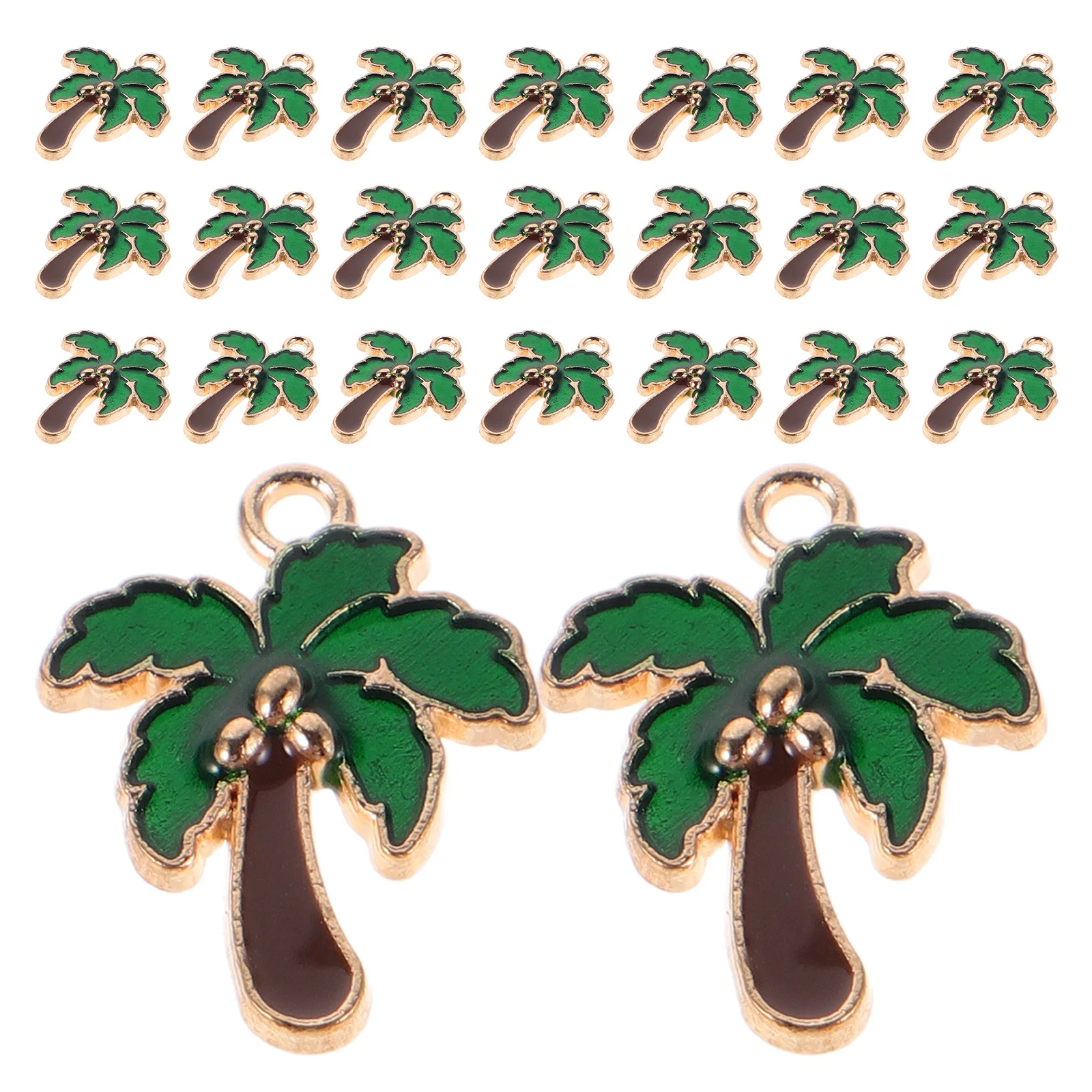 จี้โลหะผสมรูปต้นมะพร้าวเคลือบ 80 ชิ้น สำหรับทำสร้อยคอ ต่างหู สร้อยข้อมือ พวงกุญแจ เครื่องประดับสไตล์ทรอปิคอล อุปกรณ์ DIY