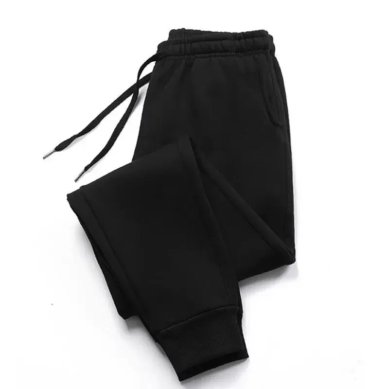 Men's Black Sweatpants Casual Elastic Waist Drawstring Jogger Pants Solid Color Sports Trousers