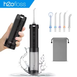 H2ofloss Mini irrigador Oral Dental portátil, hilo Dental inalámbrico para el cuidado bucal de los dientes, recargable e impermeable, color negro