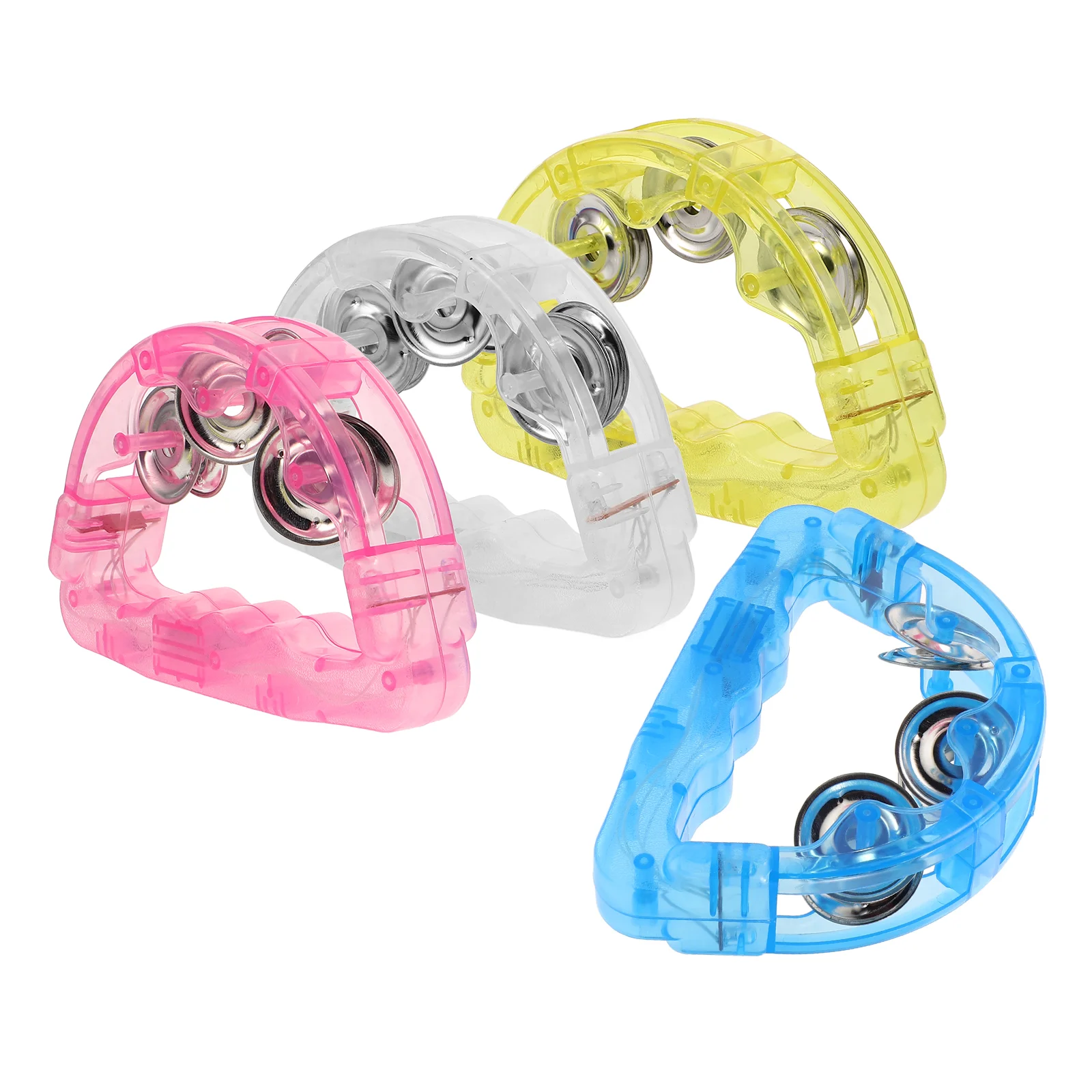 4 Pcs LED Luminous Rattle Handbell Tambourine Toys Decorative Party Flashing Props Plastic Shine Playthings Kids with Lights