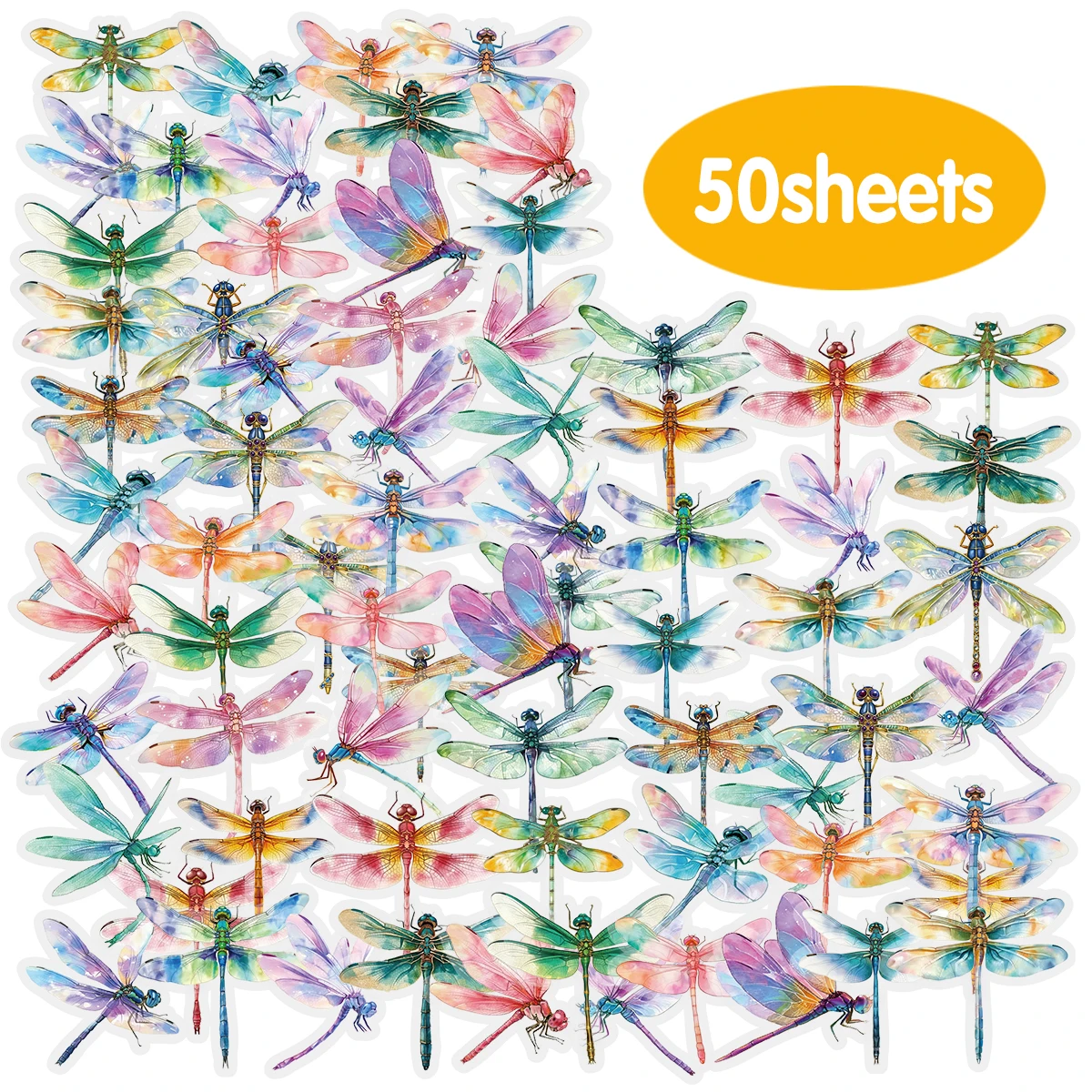 50 (25x2) Uds. De pegatinas de libélula de juguete infantil para niños, pegatinas para decoración de habitaciones de bicicletas, portátil, equipaje, fundas de teléfono, álbum