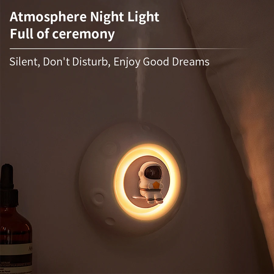 Astronaut Night Light Air Humidifier USB Rechargeable Mist Aromatherapy Water Diffuser With Led Light Astronaut Humidificador