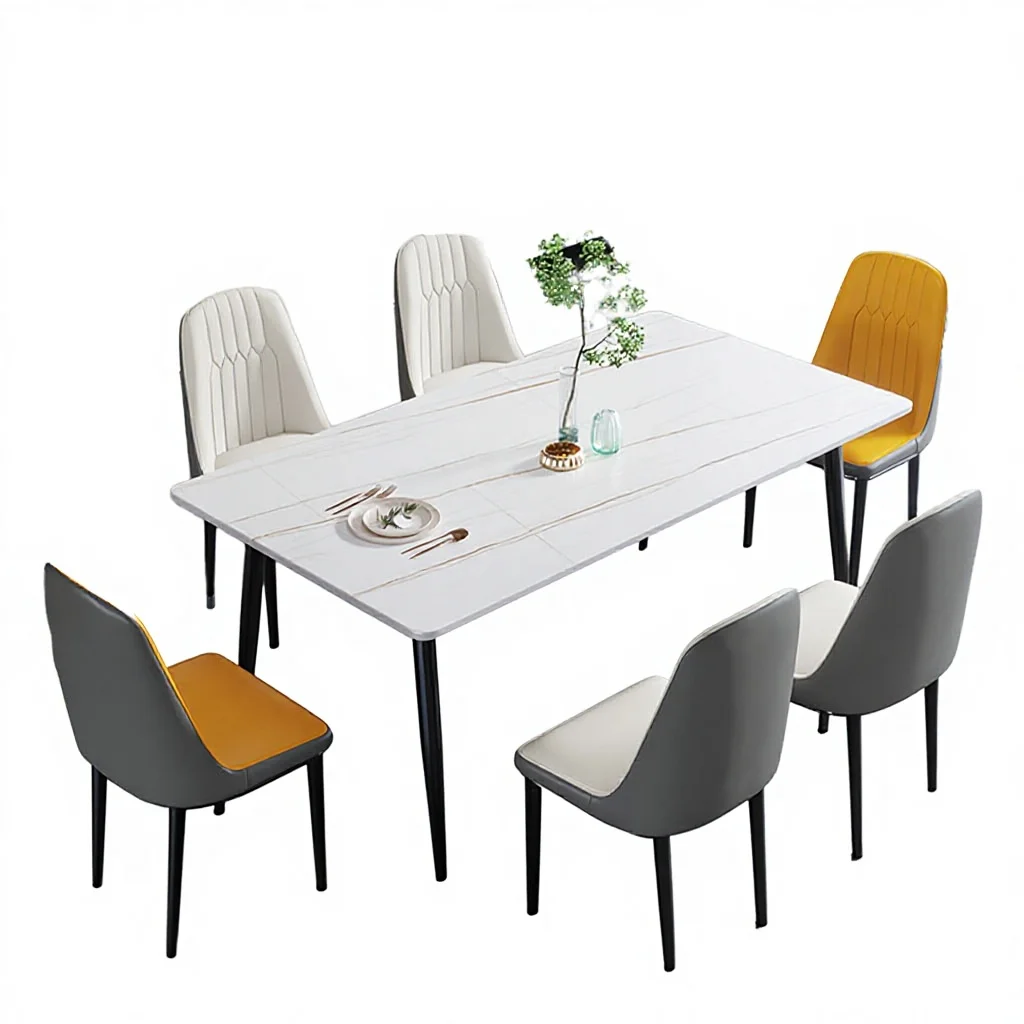 #Italian-Style Stone Slab Rectangular Dining Table Compact Space Minimalist Luxury Dining Table