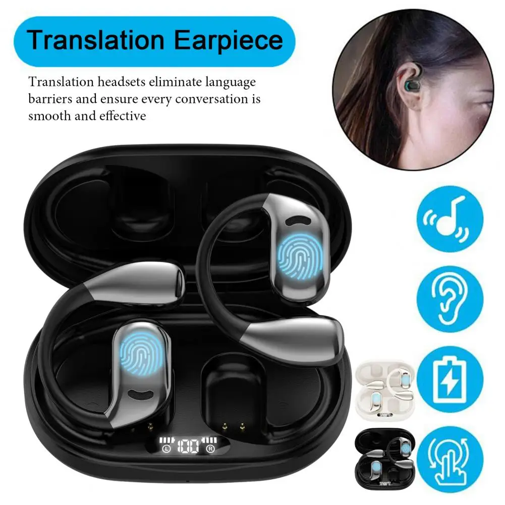 2025 1 par de fones de ouvido de tradução com estojo de carregamento som estéreo com cancelamento de ruído 144 idiomas fones de ouvido de tradução em tempo real