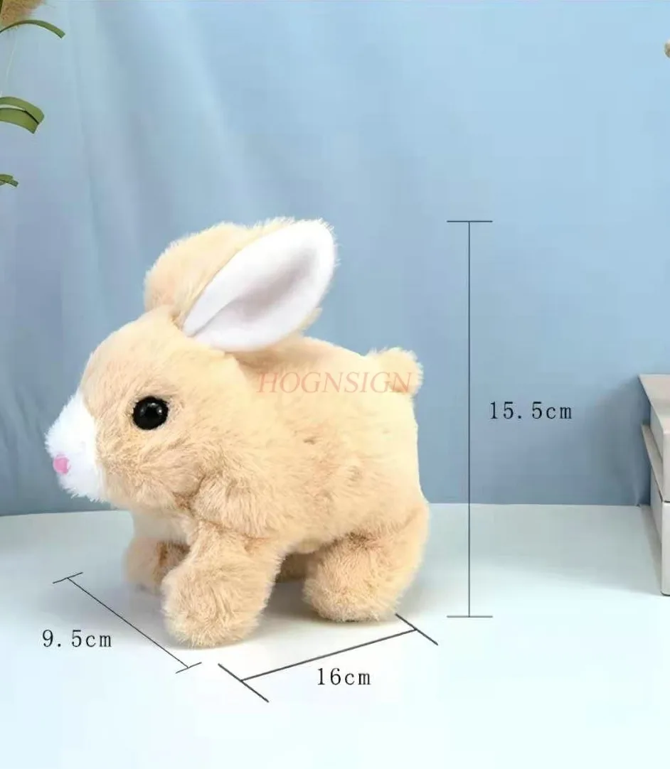 Coelho elétrico simulado, pode andar, ensinar vem e agitar suas orelhas Plush Pet Rabbit Toy, presente de aniversário