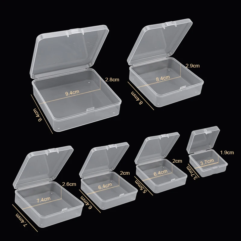 Transparent Plastic Storage Box Case 6Sizes Square Container Packaging for Crafts Beads Earring Jewelry Boxes Tools Organizer