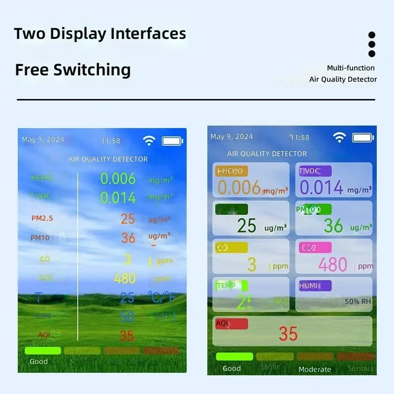 14 in 1 CO2 Detector PM2.5 Formaldehyde Monitor WIFI Indoor Air Quality Meter Temperature Humidity Sensor Home Office