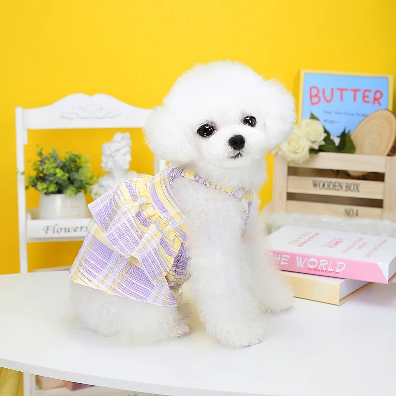 Summer Dog Clothes for Small Dogs Pet Dog Dress Striped Dog Girl Outfit Kitten Puppy Suspender Skirt Chihuahua Bichon Clothing