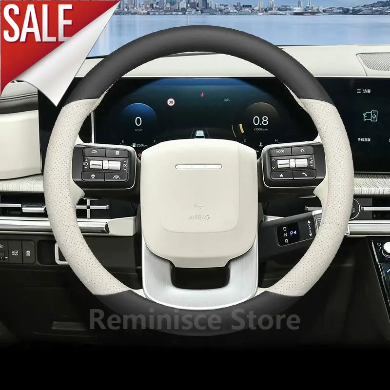 Leather Car Steering Wheel Cover For New Hyundai Kona Tucson Santa Fe Sonata Palisade 2025 2026 Car Style Interior Accessories