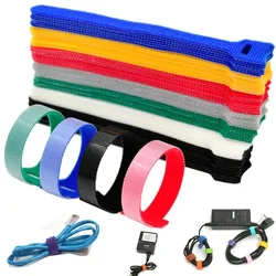 Attaches Auto Adhesive Velcros Long Tape Wire Cable Computer Hook Nylon Reusable Data Ties Arts Box Loop Cord Colorful Pcs DIY