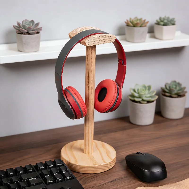 

Solid Wood Headphones Stand Custom Handmade Black Walnut Headband Bracket AirPods Max Dedicated Headphone Stand Game Accessories