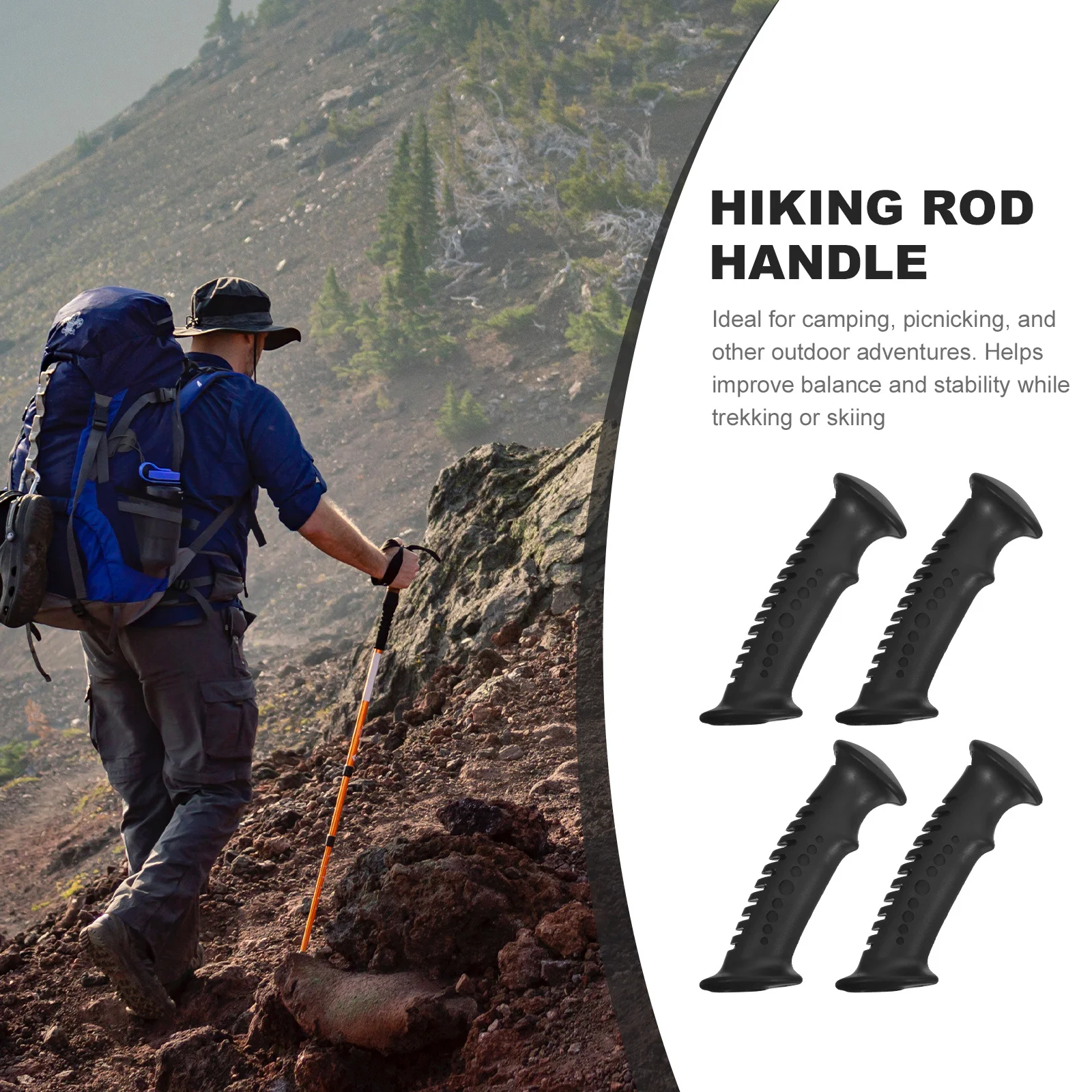 

4Pcs Ski Pole Handle Grip Replacement Portable Trekking Stick Tool for Outdoor Adventures Reliable Hand Protection Long Lifespan
