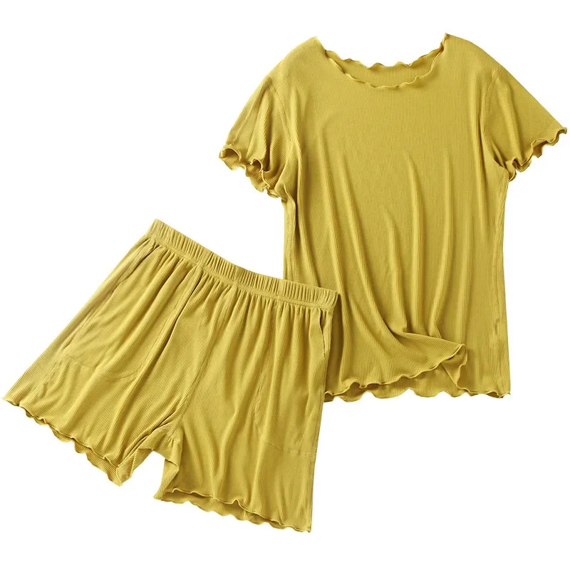 New summer modal short-sleeved shorts suit ladies pajamas casual large size loose comfortable pajamas suits pajamas for women