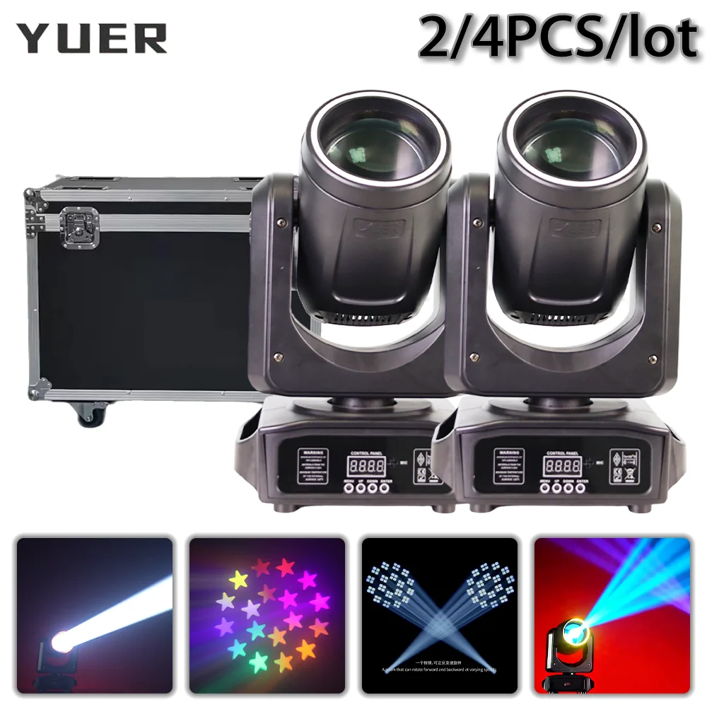 2/4pcs 200W LED Beam Moving Head Light with Ring 6+12 prisms 7 Gobos Rainbow Effect DMX512 for DJ Disco Party Wedding bar club