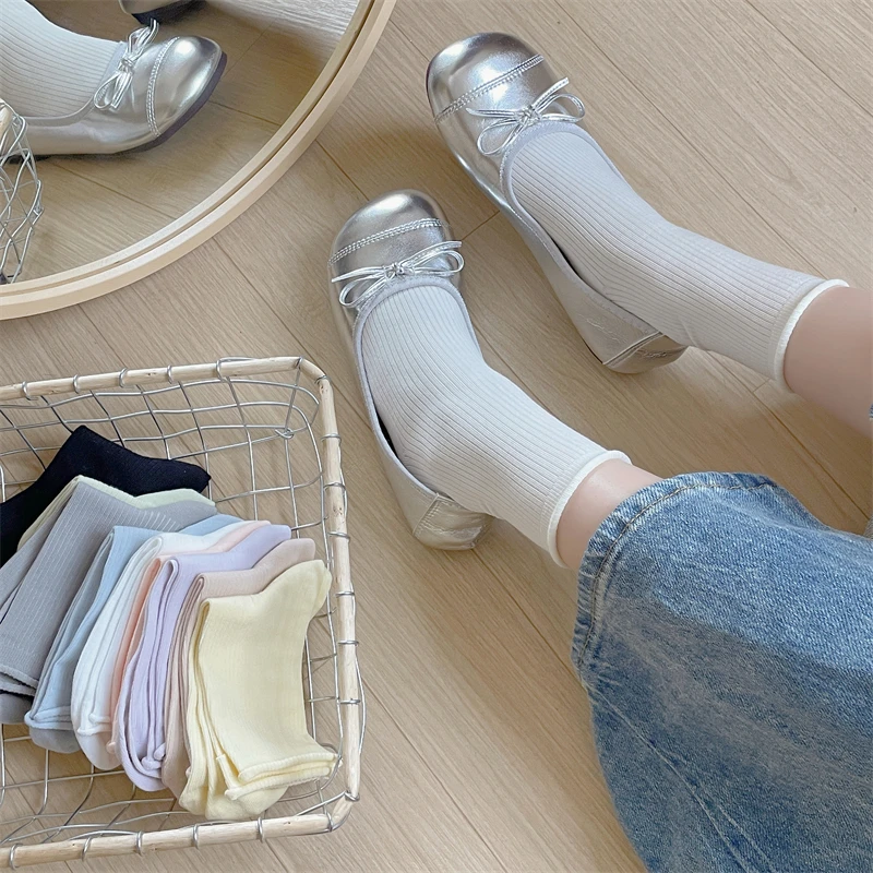 Women\'s Socks Short New Summer Trendy Simple Spring Summer Ladies Thin Socks Breathable Candy Color Casual Basic Crew Socks Soft
