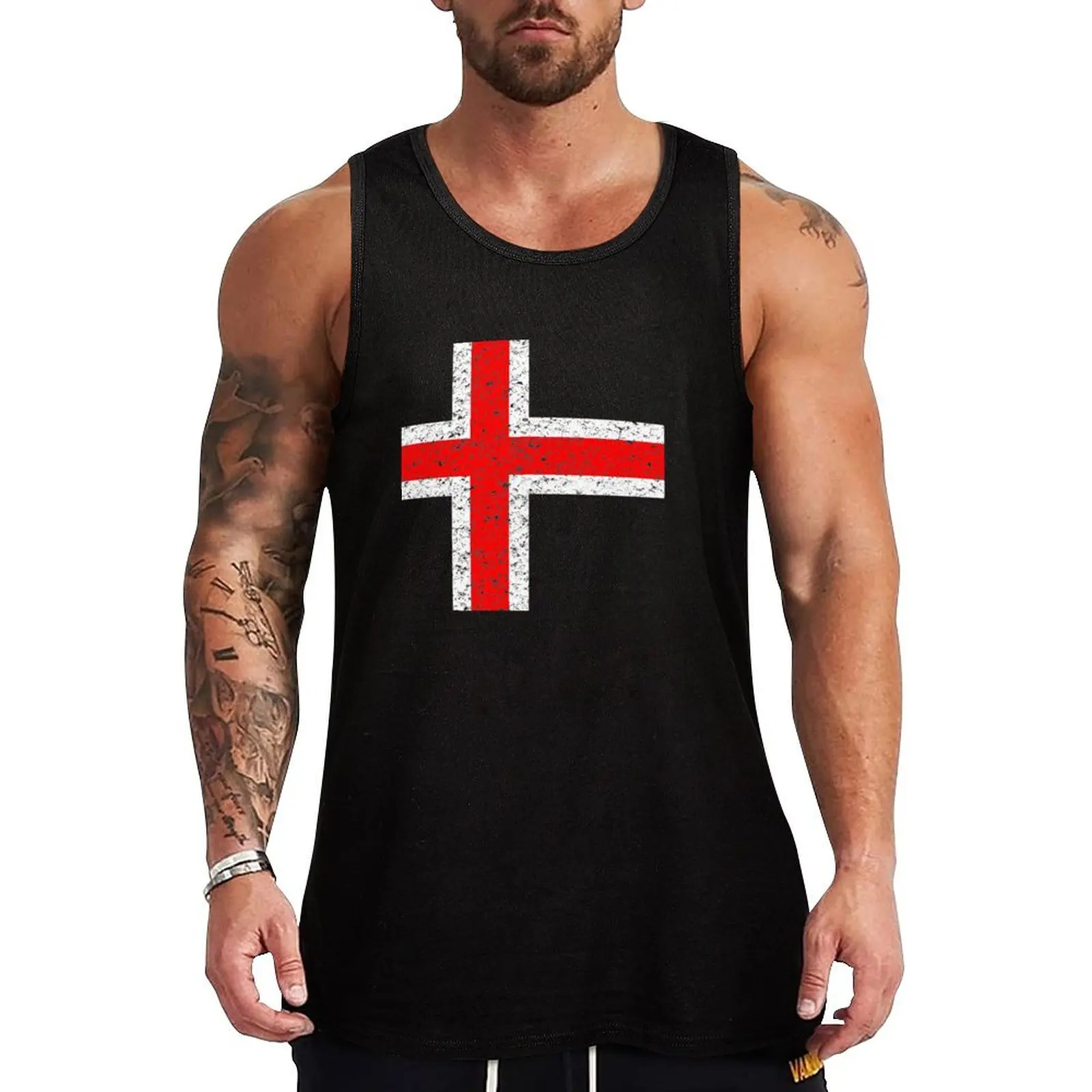 Icelandic Flag (weathered) Tank Top mens clothing sleeveless shirt man gym clothing men