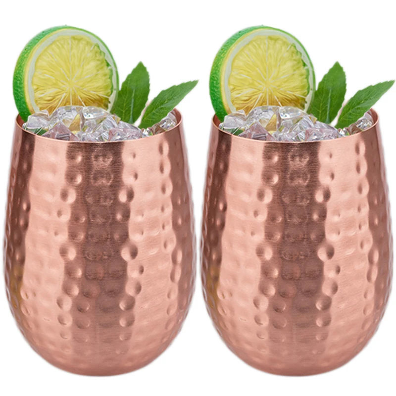 100% Copper Cups Pure Solid  Moscow Mule PURE Copper Mugs-Shaped 16 oz Cocktail Cups Beer Milk Mug Drinkware