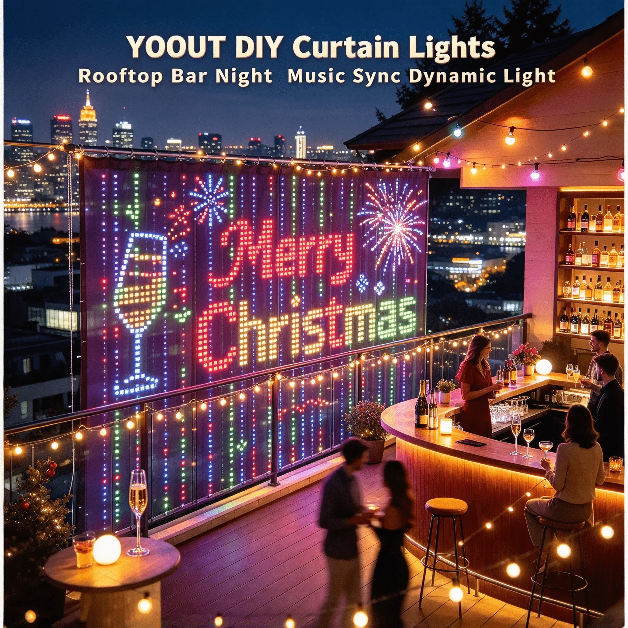 400個のledを使用したスマートledストリングライト。カーテンやガーランドとして使用可能。bluetoothアプリで制御。クリスマス、diy、写真の展示、結婚式やパーティーの装飾に最適。