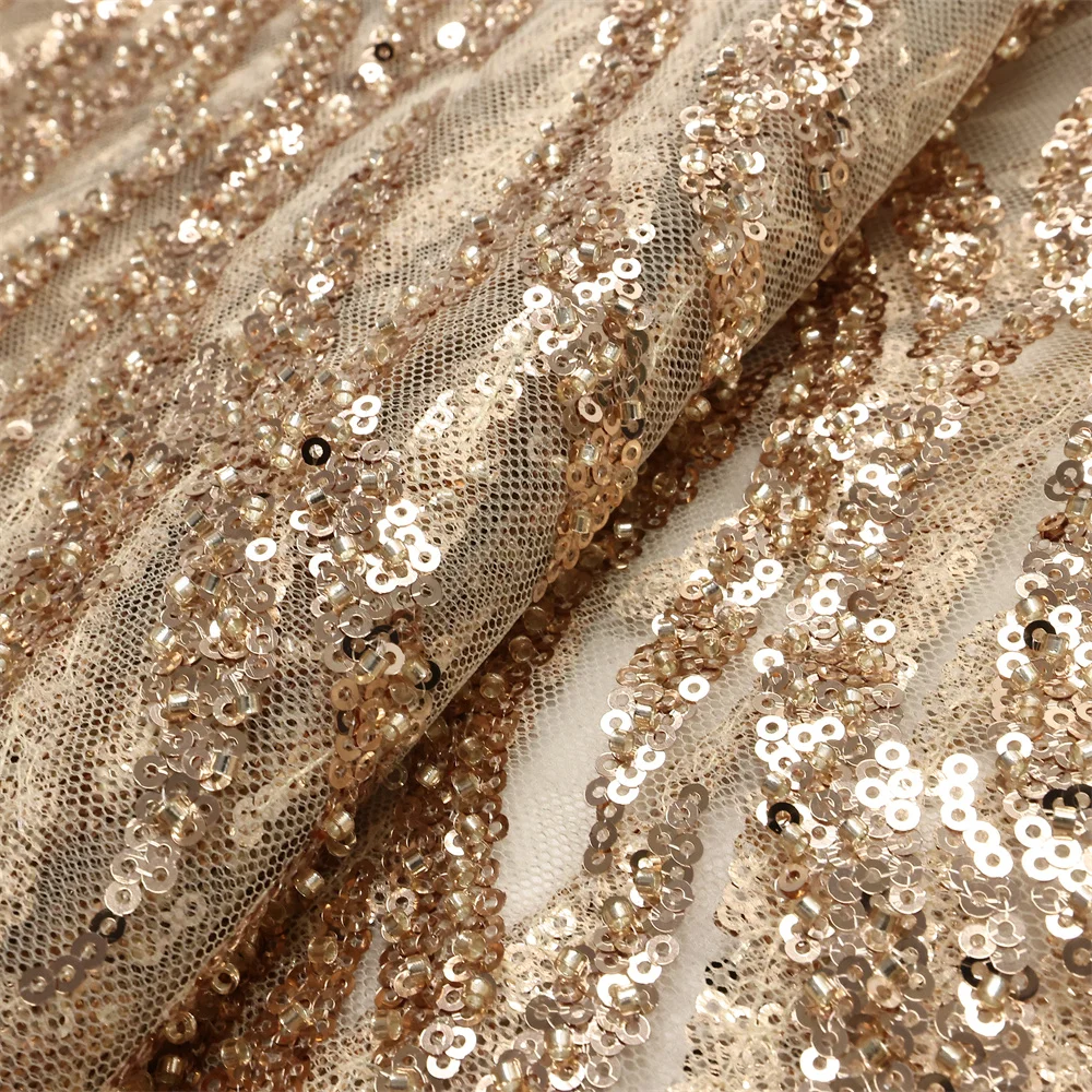 African French Tulle Groom Beads Lace Fabric 5 Yards 2024 High Quality Nigerian Lace Fabric African Lace Fabric For Wedding