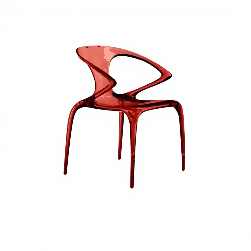 um-Lightweight See-through Molded Resin Modern Dining Chair Ergonomic Curved Hollow Back Stable Leg Home Office Dining Room-