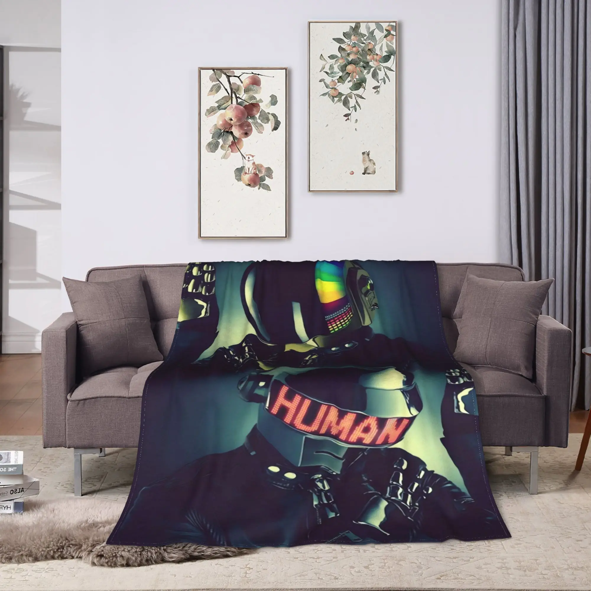 Daft Punk Electronic Music Soft Blanket  Funny Picnic Bedding Throws Bedroom Flannel Bedspread Sofa Bed Cover