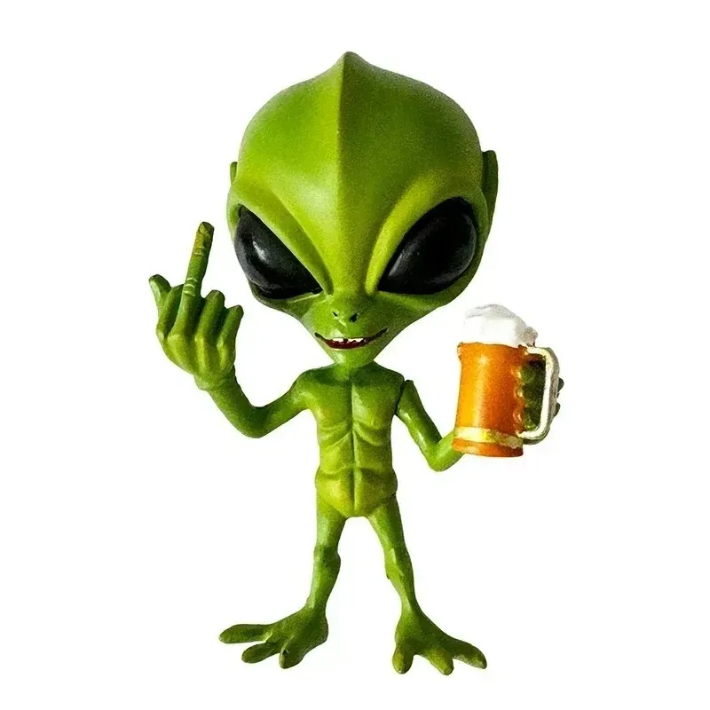 2026-1pc resin alien beer drinking sculpture funny vivid expression waterproof garden decor middle finger pose