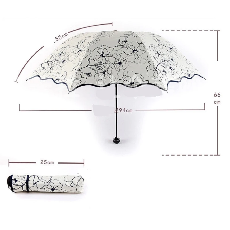 Folding Umbrella UV Protection Parasol Windproof Rain Ladies Princess Umbrella Sun Umbrella Ultra Light Foldable Parasol