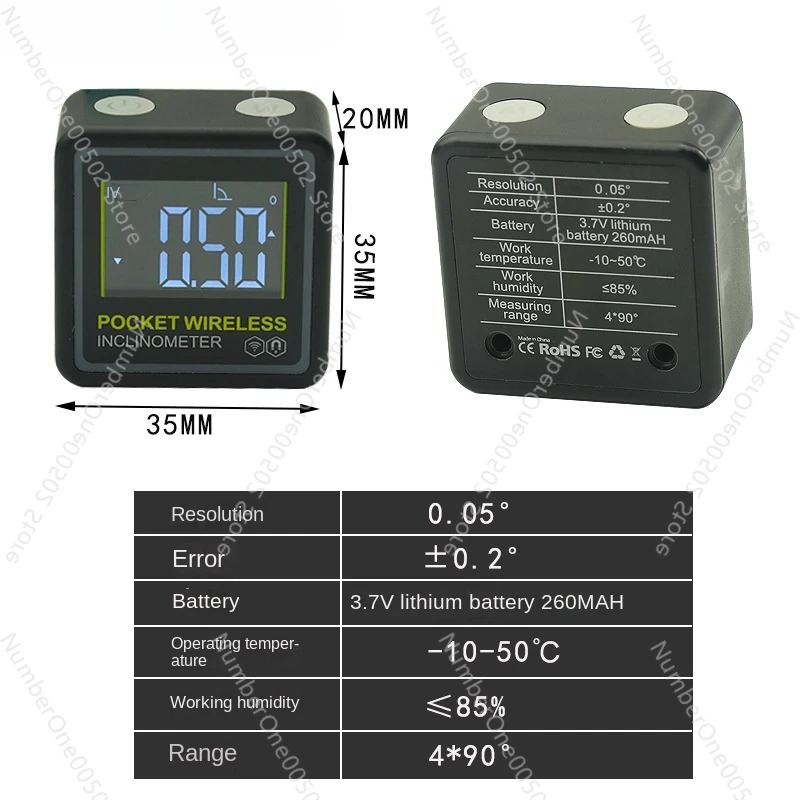 New Miniature Pocket Inclination Box Electronic Digital Display Bluetooth Inclinometer Angle Meter Declinometer