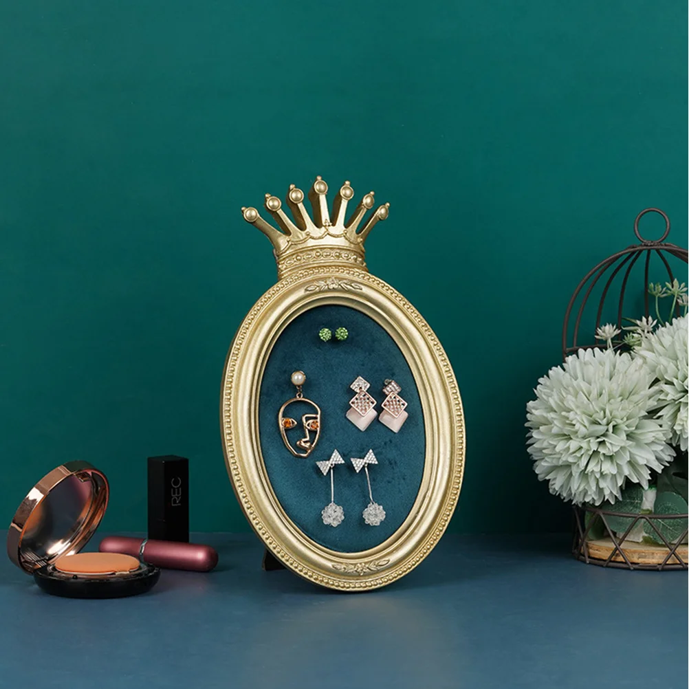 

1Pcs Crown Jewelry Organizer Stand European Style Earring Display Holder Storage Board for Earrings Ear Studs Brooches