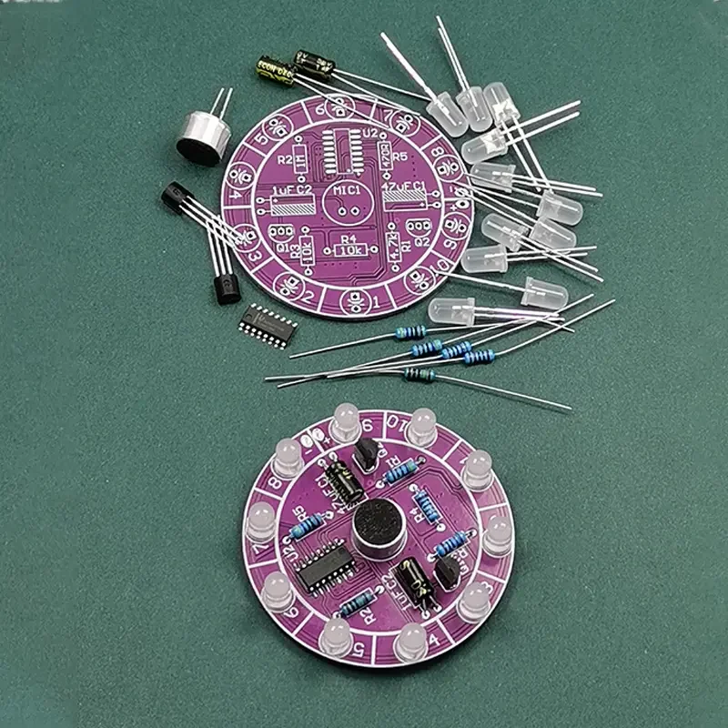 Electronic DIY Enthusiast Practice Kit, Red Voice Controlled Rotating LED Light, Without Battery, Requires Assembly,