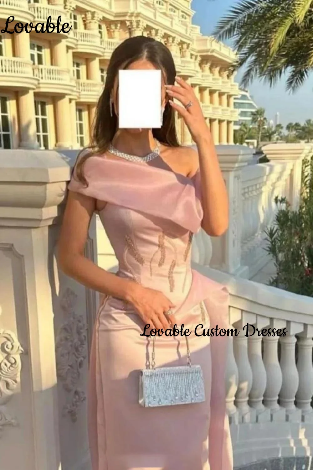 

Розовое платье Vestidos De Festa трапециевидной формы на одно плечо, женское элегантное роскошное праздничное платье на молнии с бисером, женское