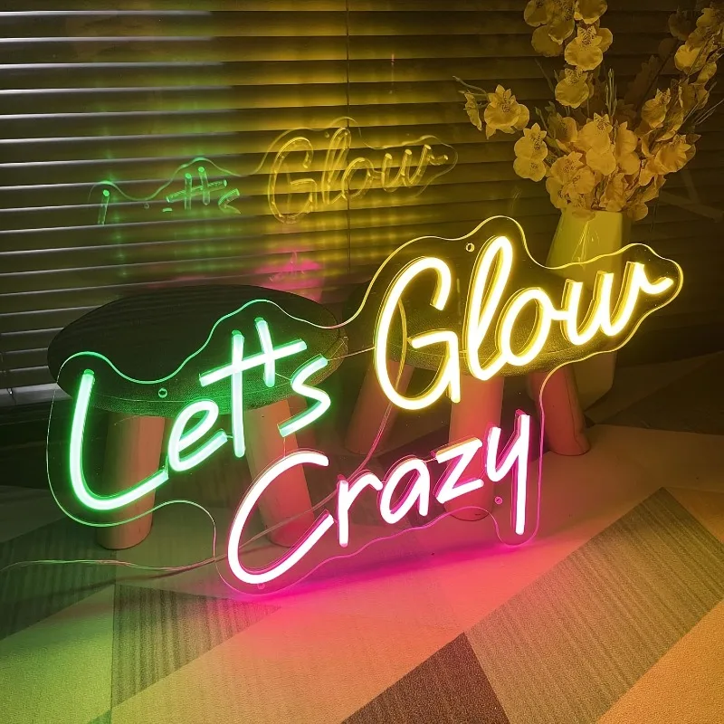 Let's Party Neon LED Personalisierte Neonlichter zur Wanddekoration, für warme Raumdekoration oder Neon-Barschilder, Geburtstagsfeiern, Hochzeiten, Familienfeiern, Wandbeleuchtung, Weihnachtsfeiern