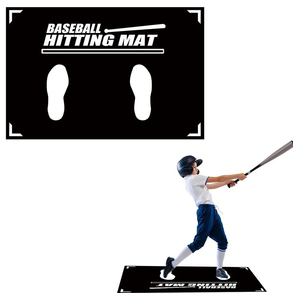 

Baseball Hitting Mat Softball T-Ball Batter Stance Training Mat With Toes Hitting Batting Practice For Training 24.8 x 38.6 Inch