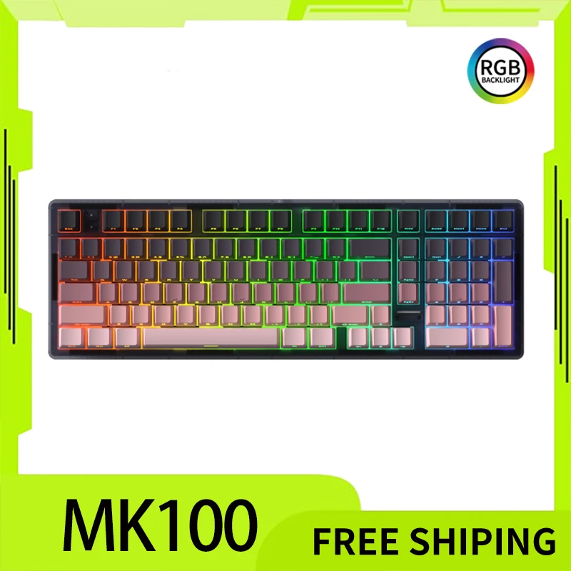 Fuling Mk100 Mechanical Keyboard Tri-Mode Rgb Gaming Keyboard 6000mah Gasket Structure Customized Pc Gamer Accessories Gifts