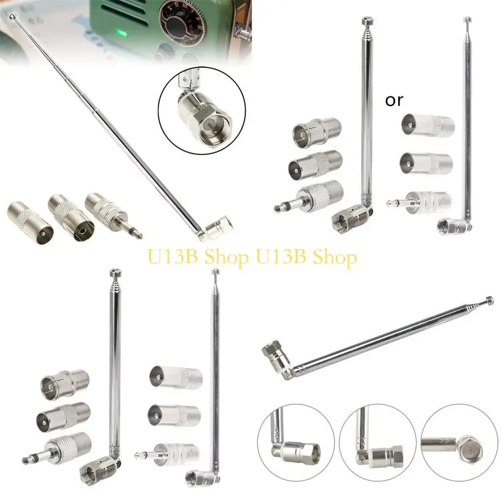 U13B F -Funklengel für W/ 3 -Adapter FM Aerial Teleskope Antenne F Stecker Teleskop Antenne 180 Grad Biegung ohne