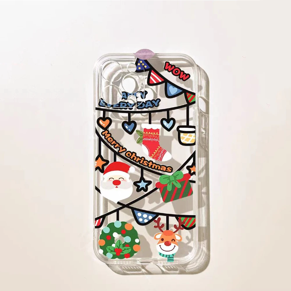 Case For Xiaomi Mi 11 Lite 5G 14 13T 13 12T 12 11T Christmas Tree Santa Claus Clear Cover For Poco F6 F5 X6 X5 X3 M6 Pro F3 Case